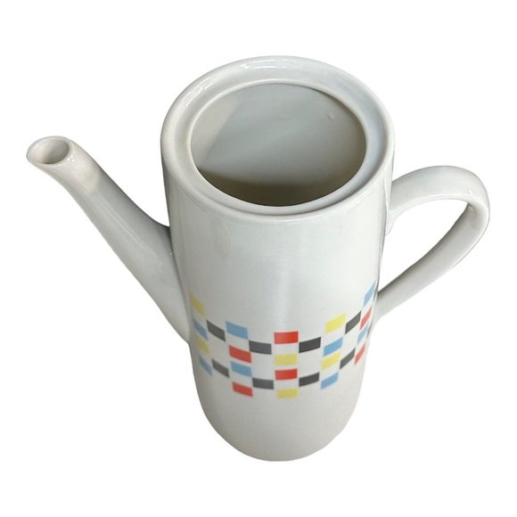 MCM Colorful‎ Checked Coffee Tea Pot Fred Roberts San Francisco Porcelain 1970s - Picture 5 of 12